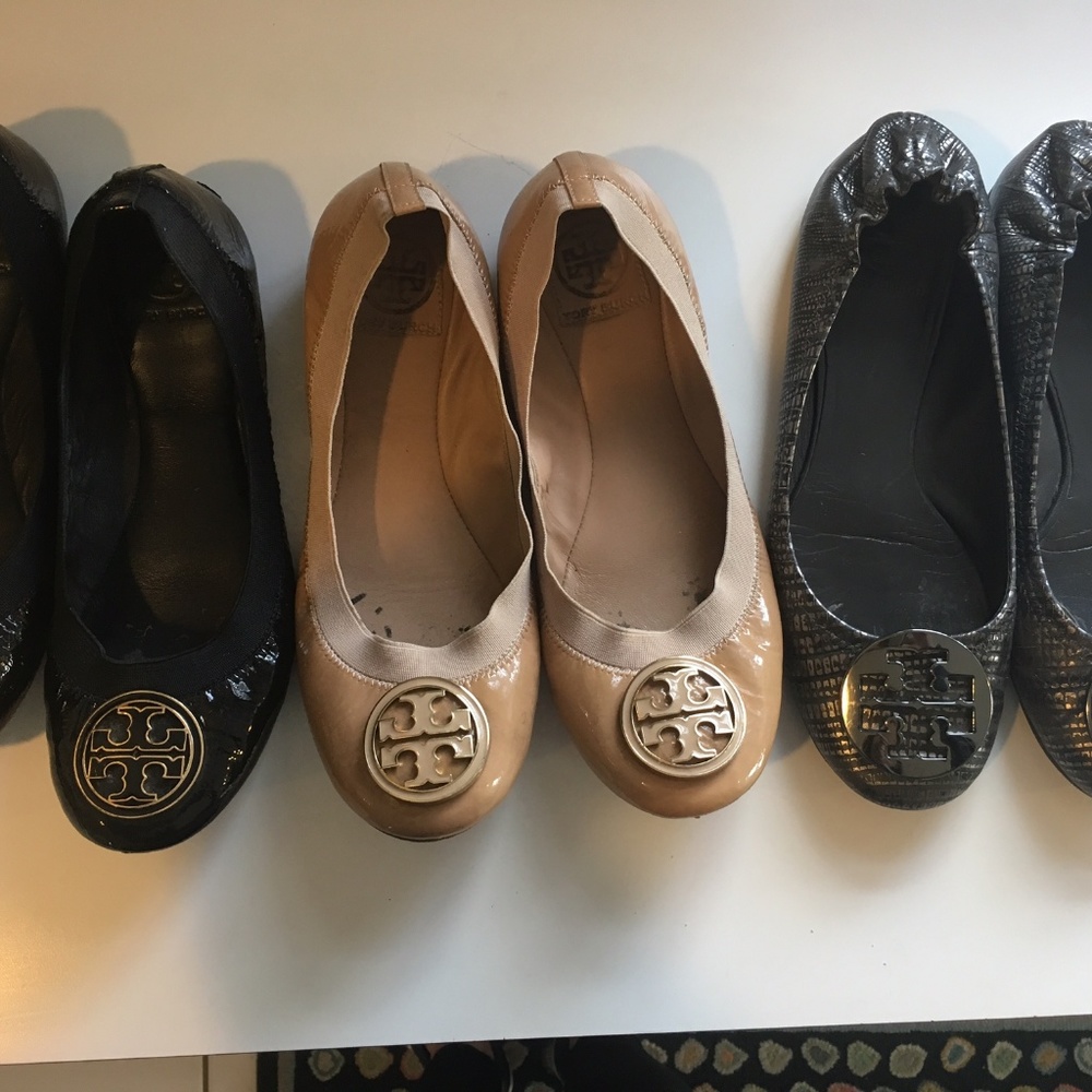 3 Pairs of Well Loved Tory Burch Flats - Size 8.5